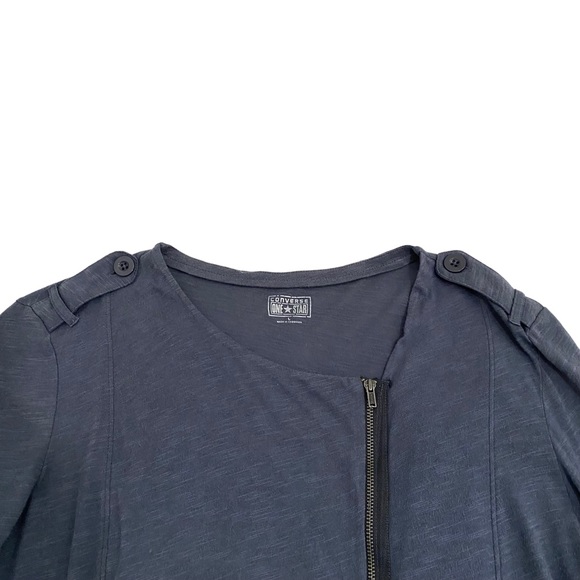Converse One Star Blue Moto Style Jacket Top, Size Large - Picture 4 of 13